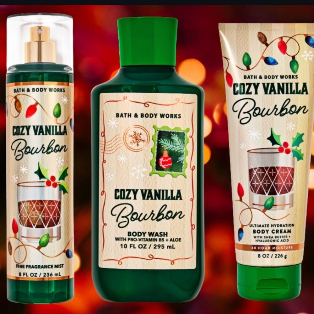 Cozy Vanilla Bourbon Bath and Body Works 3-Pc Set-Online Exclusive 2025 Bundle